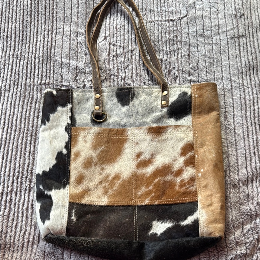 Myra Bag Black and Brown Rustic Tote